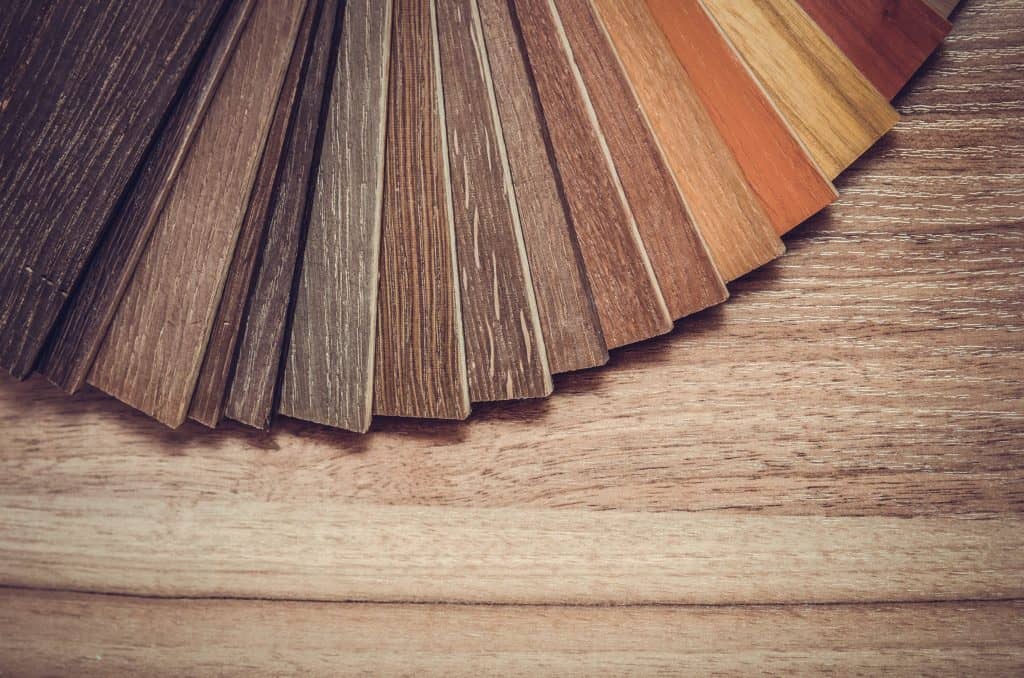 Types of flooring samples spread out