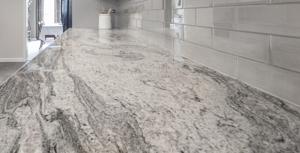 gray and white granite countertop